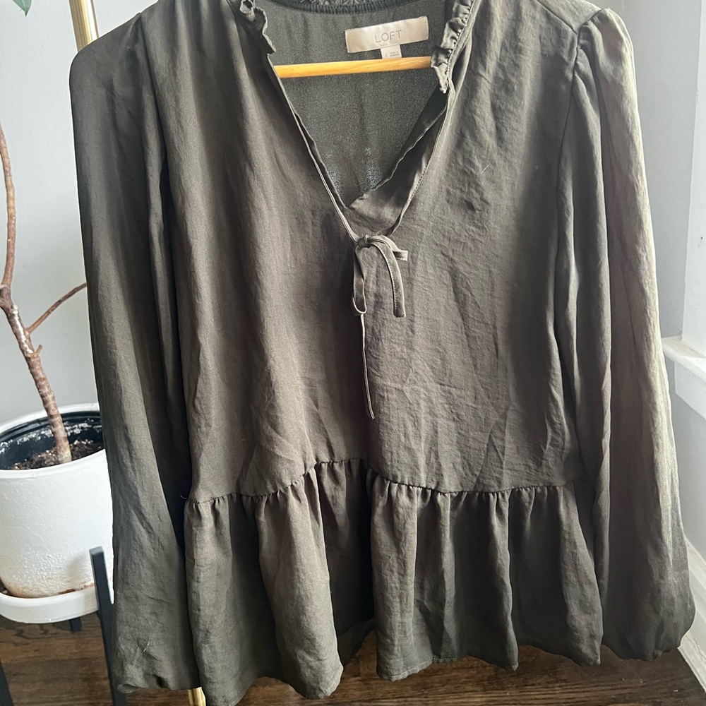 LOFT Ruffle V-Neck Blouse